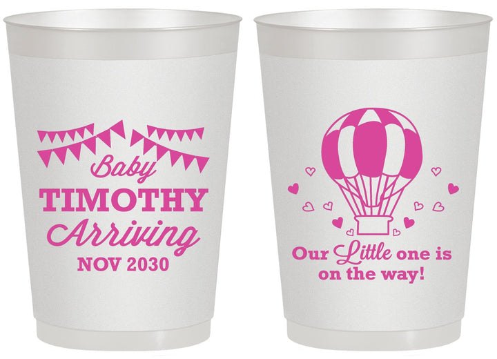 Personalized Baby Shower 20 oz Frosted Cups - Hot Air Balloon | 90162