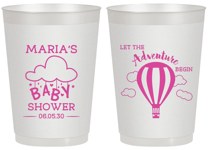 Personalized Baby Shower 20 oz Frosted Cups - Hot Air Balloon | 90164