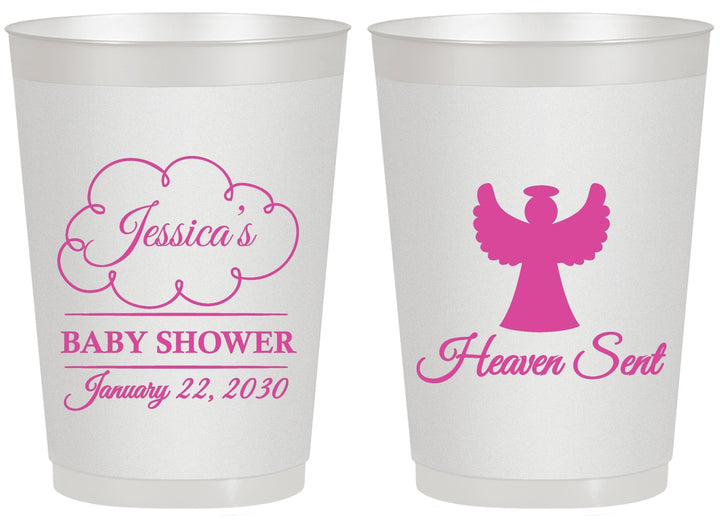 Personalized Baby Shower 20 oz Frosted Cups - Heaven Sent | 90166