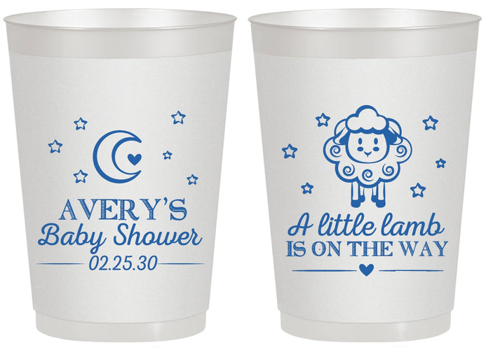 Personalized Baby Shower 20 oz Frosted Cups - Little Lamb On The Way | 90167