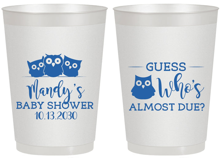 Personalized Baby Shower 20 oz Frosted Cups - Owl Whos Almost Due | 90170