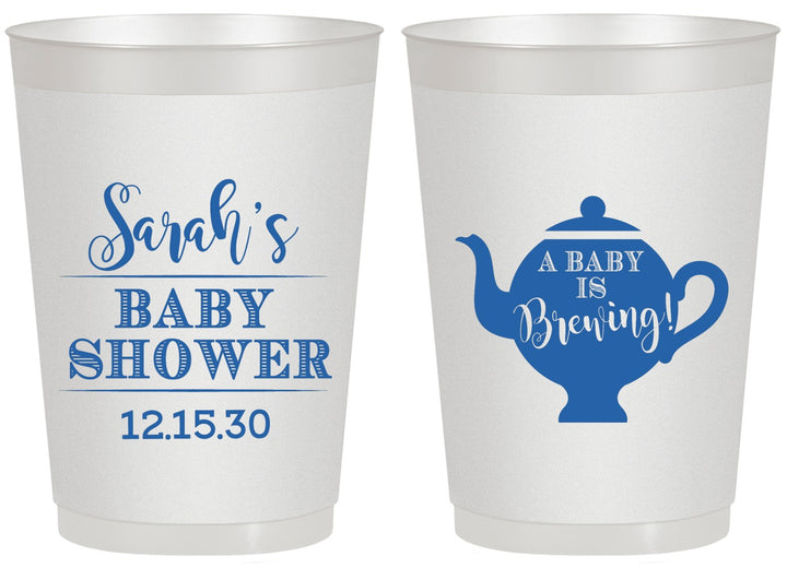 Personalized Baby Shower 20 oz Frosted Cups - Baby Is Brewing | 90172
