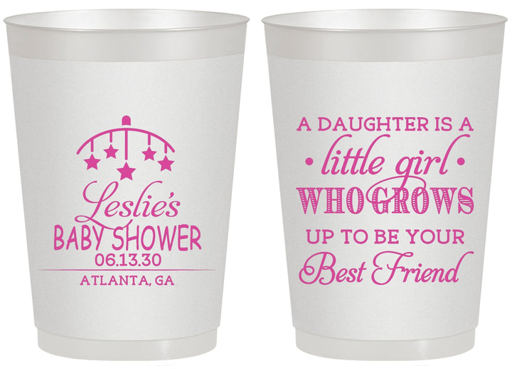 Personalized Baby Shower 20 oz Frosted Cups - Little Girls Best Friend | 90173