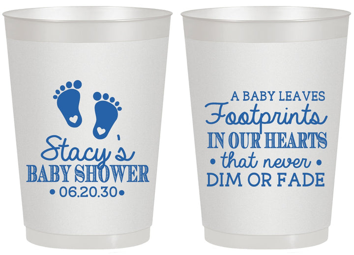 Personalized Baby Shower 20 oz Frosted Cups - Footprints | 90176