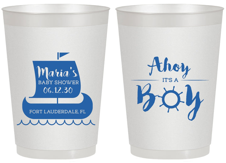 Personalized Baby Shower 20 oz Frosted Cups - Ahoy It’s A Boy | 90177