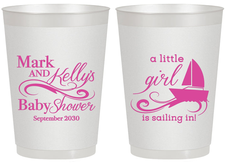 Personalized Baby Shower 20 oz Frosted Cups - Sailboat | 90178