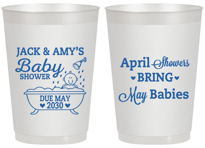 Personalized Baby Shower 20 oz Frosted Cups - April Showers May Babies | 90181