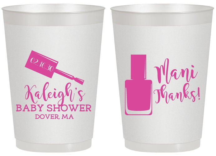 Personalized Baby Shower 20 oz Frosted Cups - Mani Thanks | 90184