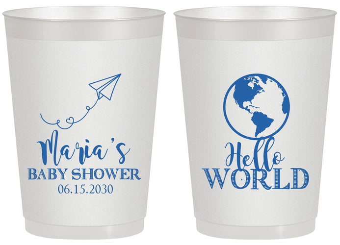 Personalized Baby Shower 20 oz Frosted Cups - Hello World | 90185