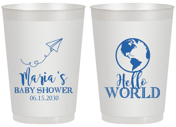 Personalized Baby Shower 20 oz Frosted Cups - Hello World | 90185