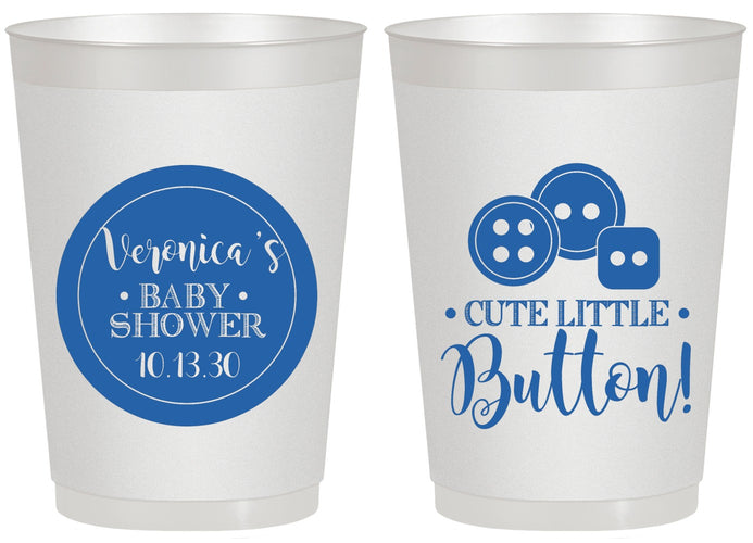 Personalized Baby Shower 20 oz Frosted Cups - Cute Little Button | 90189