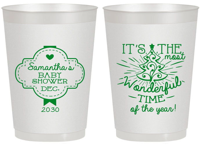 Personalized Baby Shower 20 oz Frosted Cups - Christmas | 90190