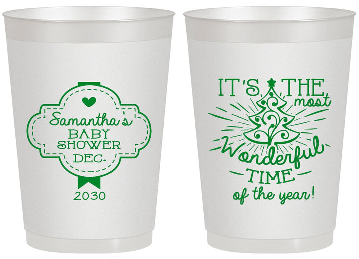 Personalized Baby Shower 20 oz Frosted Cups - Christmas | 90190