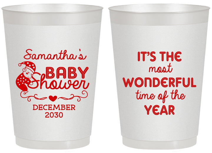 Personalized Baby Shower 20 oz Frosted Cups - Christmas | 90191