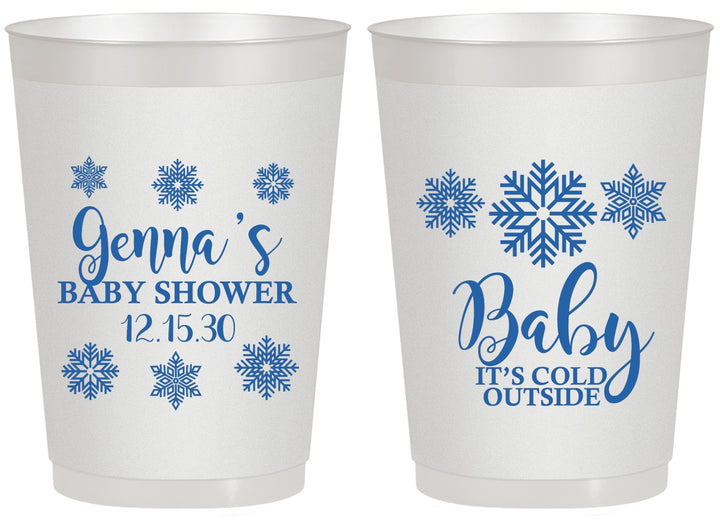 Personalized Baby Shower 20 oz Frosted Cups - Christmas Snowflakes | 90192