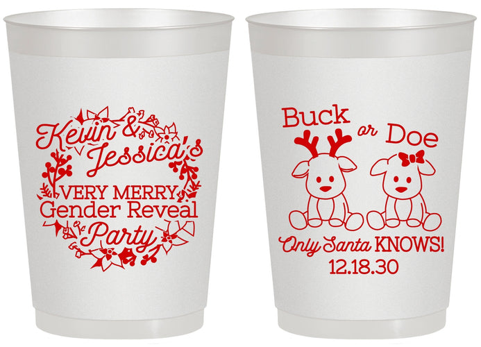 Personalized Baby Shower 20 oz Frosted Cups - Christmas Gender Reveal | 90193