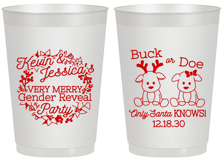 Personalized Baby Shower 20 oz Frosted Cups - Christmas Gender Reveal | 90193
