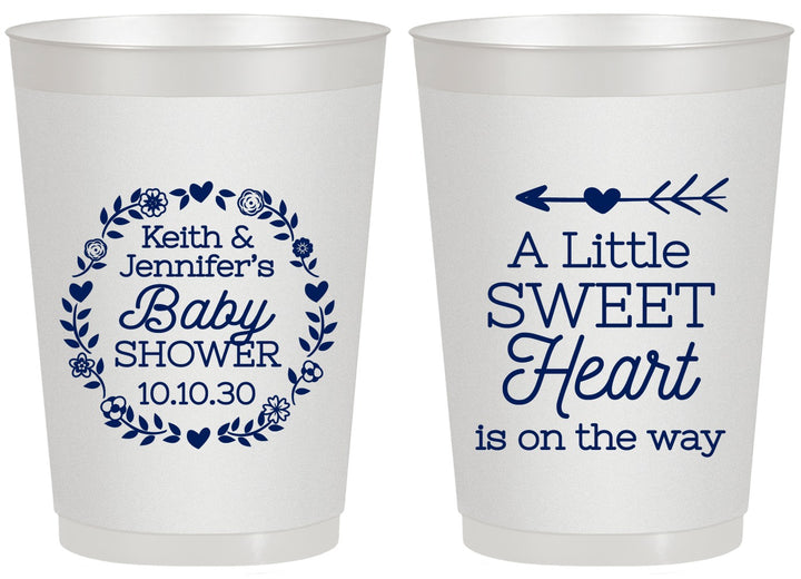 Personalized Baby Shower 20 oz Frosted Cups - Little Sweet Heart | 90195