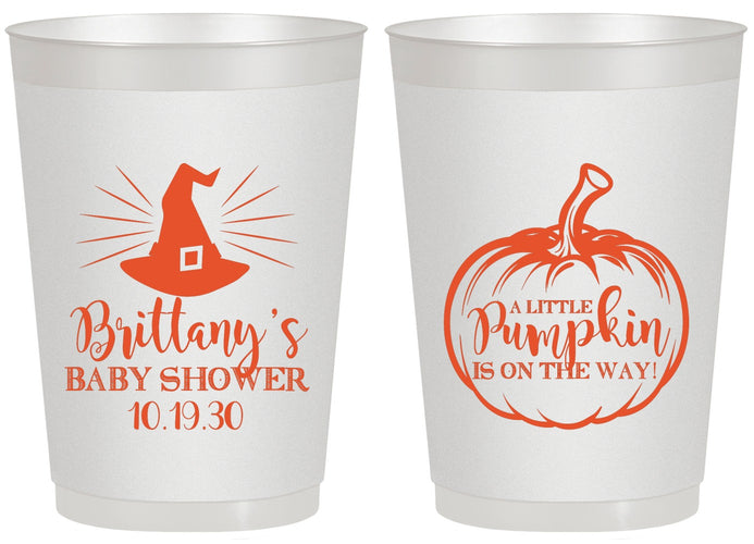 Personalized Baby Shower 20 oz Frosted Cups - Little Pumpkin Halloween | 90196