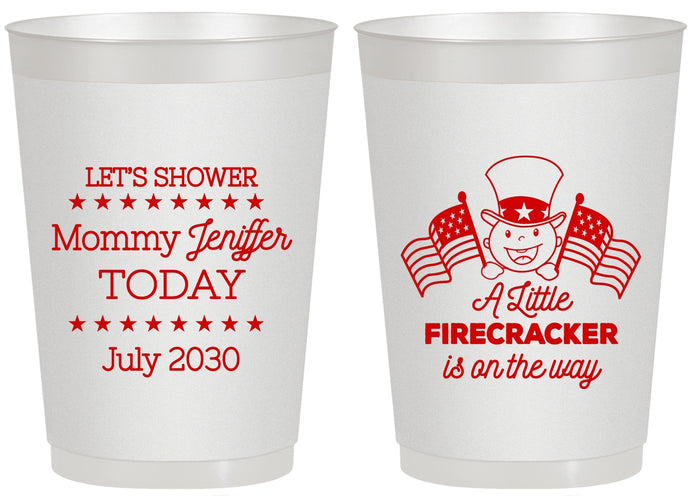 Personalized Baby Shower 20 oz Frosted Cups - Little Firecracker | 90198