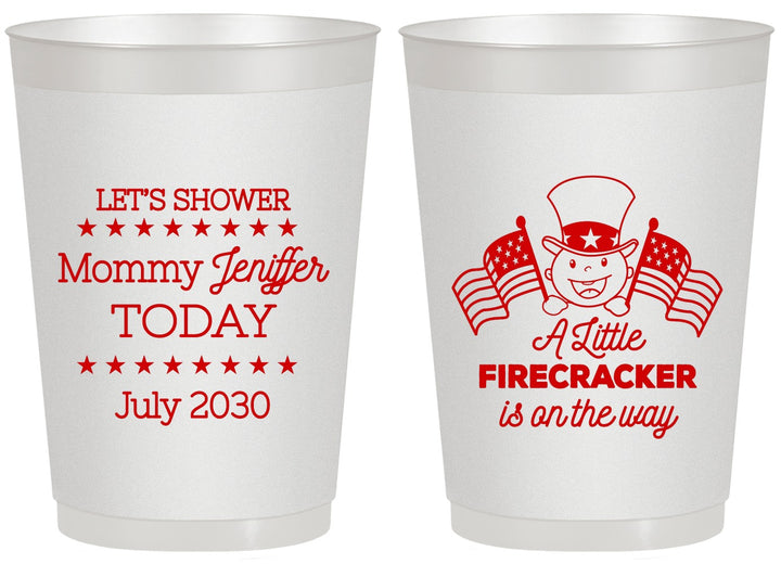 Personalized Baby Shower 20 oz Frosted Cups - Little Firecracker | 90198