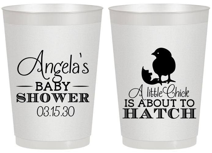 Personalized Baby Shower 20 oz Frosted Cups - Chick About To Hatch | 90199