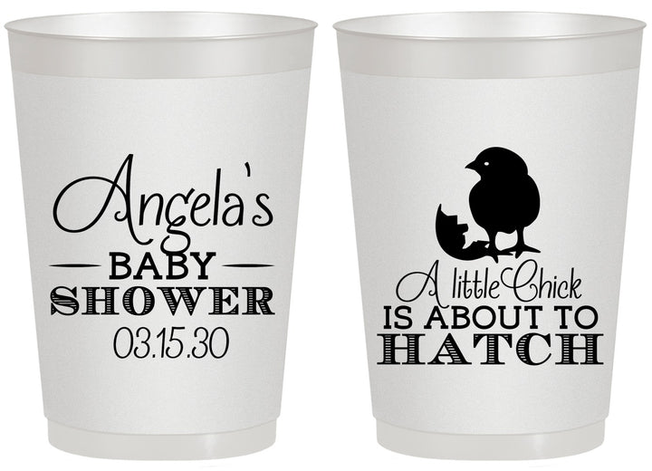 Personalized Baby Shower 20 oz Frosted Cups - Chick About To Hatch | 90199