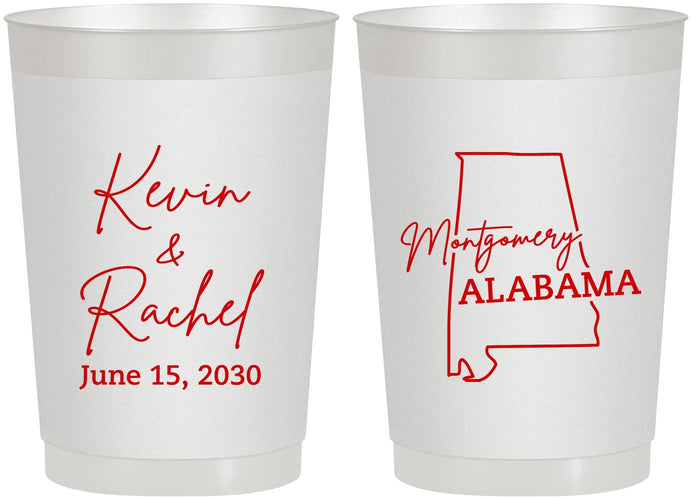 Personalized Wedding 22 oz Frosted Cups - Alabama | 100