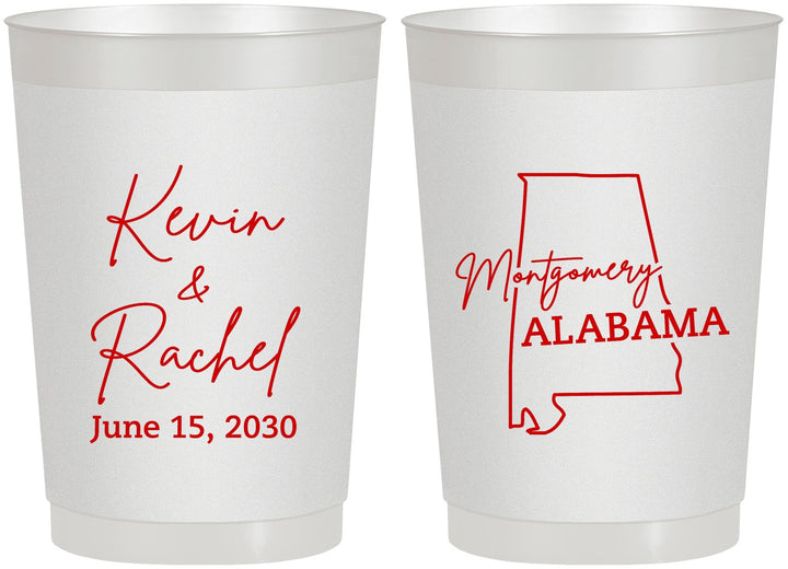 Personalized Wedding 22 oz Frosted Cups - Alabama | 100