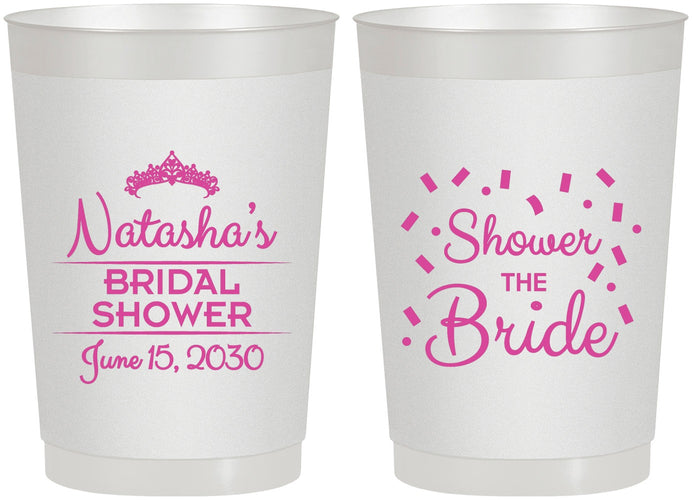Personalized Bridal Shower 22 oz Frosted Cups - Shower The Bride | 100001