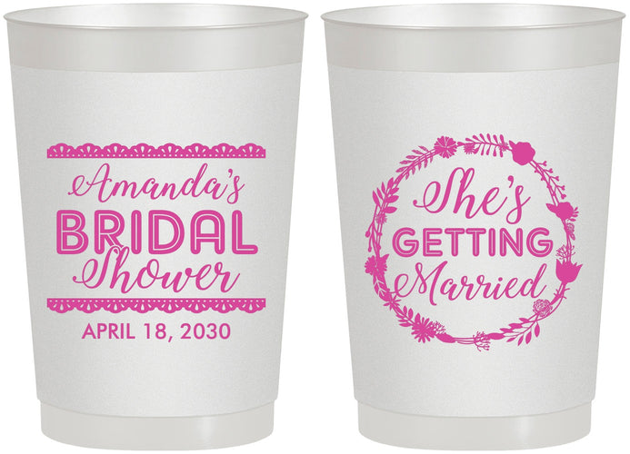 Personalized Bridal Shower 22 oz Frosted Cups - She's Getting Married | 100003