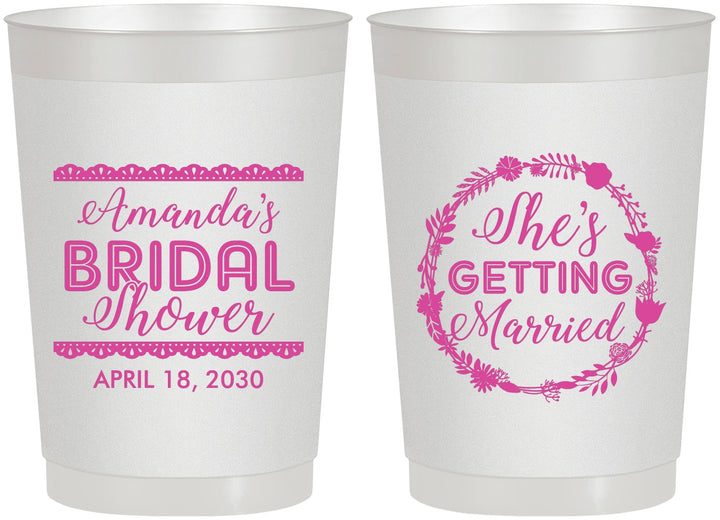Personalized Bridal Shower 22 oz Frosted Cups - She's Getting Married | 100003