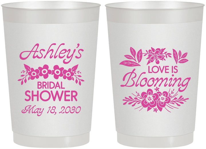 Personalized Bridal Shower 22 oz Frosted Cups - Love Is Blooming | 100007