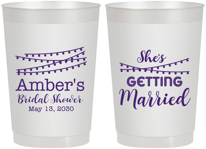Personalized Bridal Shower 22 oz Frosted Cups - She's Getting Married | 100008
