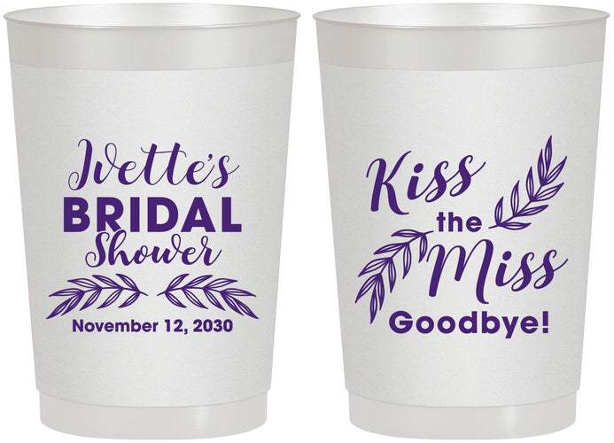 Personalized Bridal Shower 22 oz Frosted Cups - Kiss The Miss Goodbye | 100010