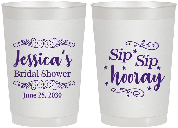 Personalized Bridal Shower 22 oz Frosted Cups - Sip Sip Hooray | 100016