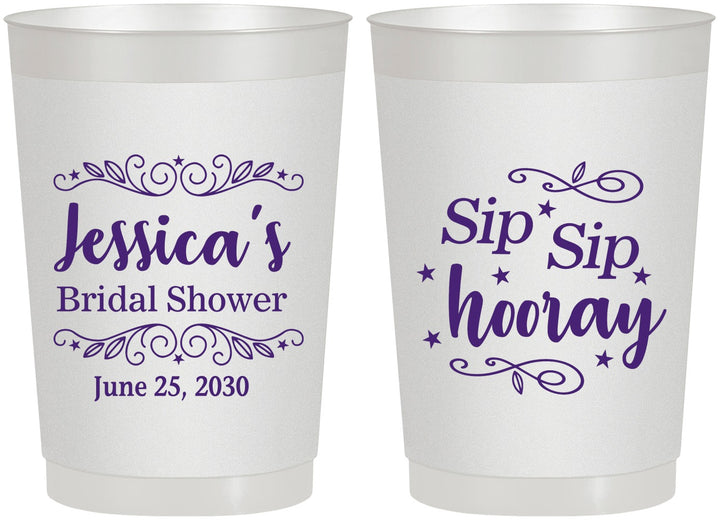 Personalized Bridal Shower 22 oz Frosted Cups - Sip Sip Hooray | 100016