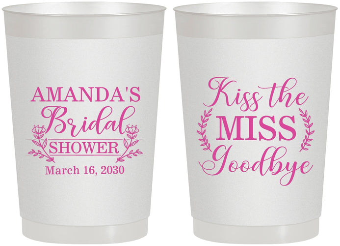 Personalized Bridal Shower 22 oz Frosted Cups - Kiss The Miss Goodbye | 100017