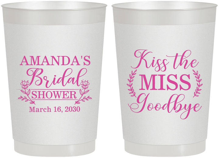 Personalized Bridal Shower 22 oz Frosted Cups - Kiss The Miss Goodbye | 100017