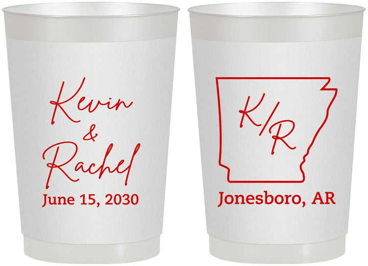 Personalized Wedding 22 oz Frosted Cups - Arkansas | 103