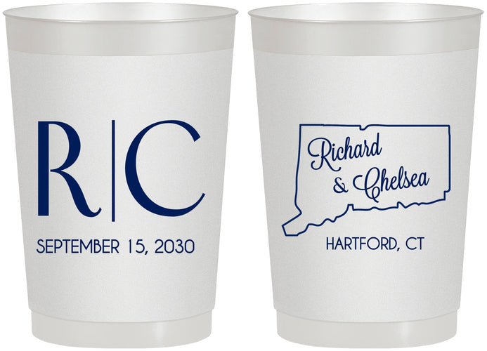 Personalized Wedding 22 oz Frosted Cups - Connecticut | 106