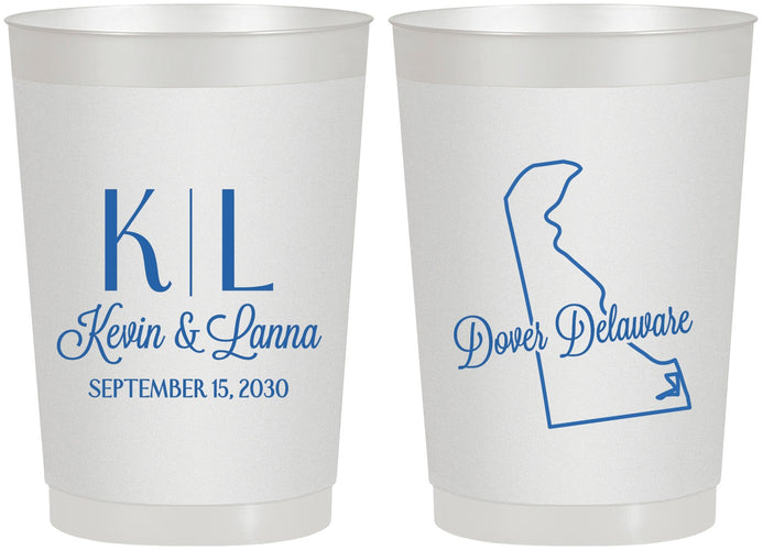 Personalized Wedding 22 oz Frosted Cups - Delaware | 107