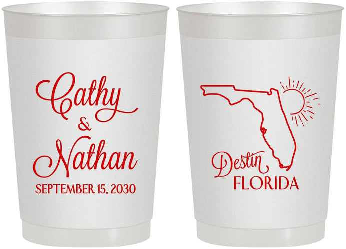 Personalized Wedding 22 oz Frosted Cups - Florida | 108