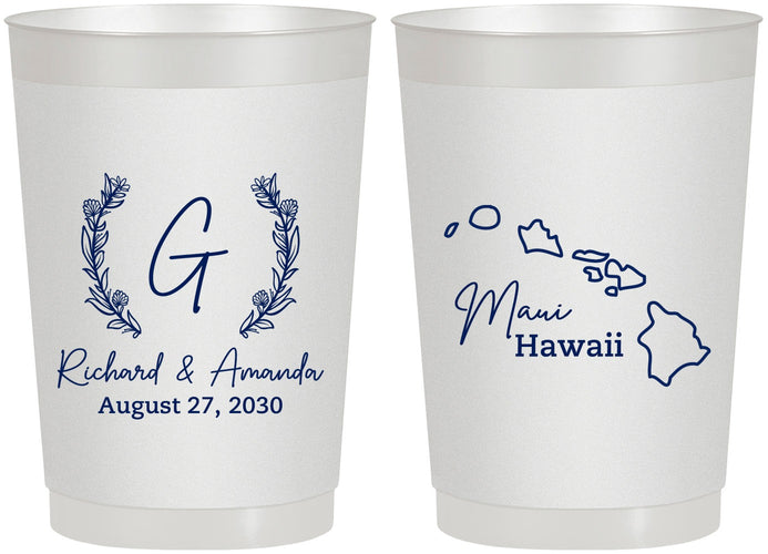 Personalized Wedding 22 oz Frosted Cups - Hawaii | 110