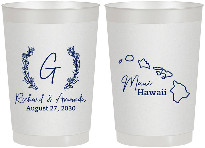 Personalized Wedding 22 oz Frosted Cups - Hawaii | 110