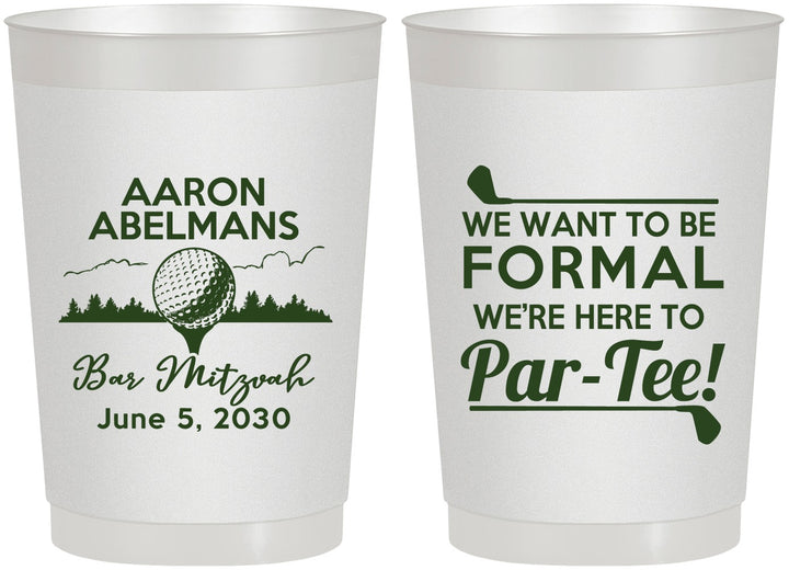 Personalized Bar Mitzvah 22 oz Frosted Cups - 13th Birthday Golf | 110010