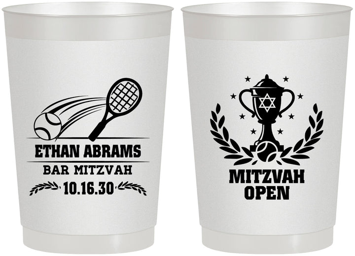 Personalized Bar Mitzvah 22 oz Frosted Cups - 13th Birthday Tennis | 110011