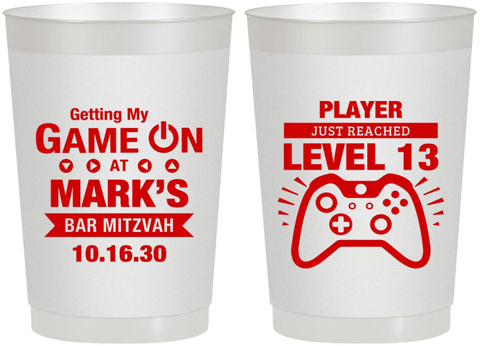 Personalized Bar Mitzvah 22 oz Frosted Cups - 13th Birthday Video Game | 110013