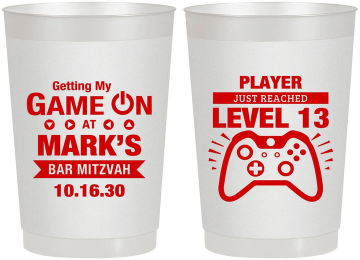 Personalized Bar Mitzvah 22 oz Frosted Cups - 13th Birthday Video Game | 110013