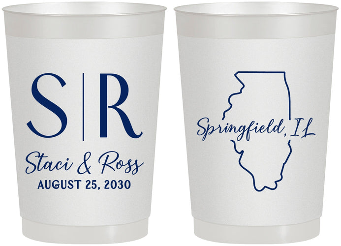 Personalized Wedding 22 oz Frosted Cups - Illinois | 112